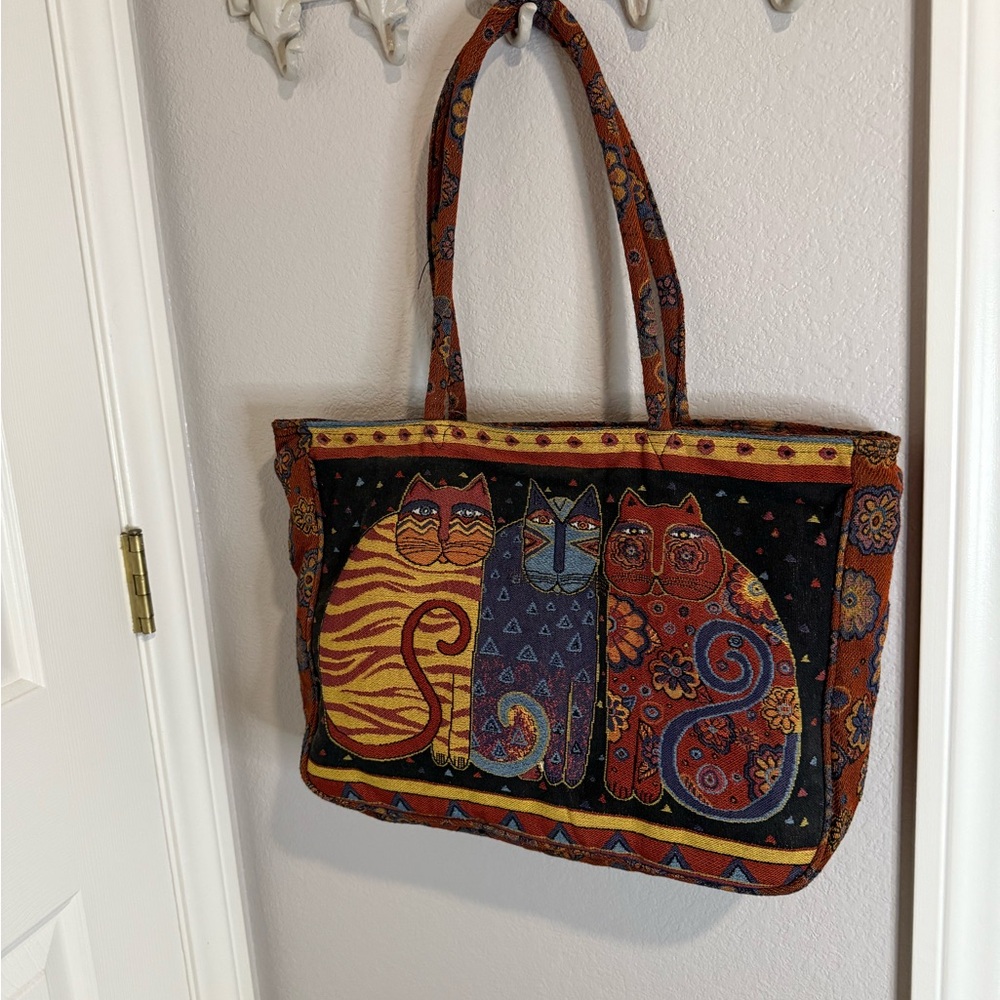 Laurel Birch Colorful Cat Design Tote Bag
